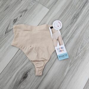 Assets By Spanx Shaping Thong in Light Beige Sz M
